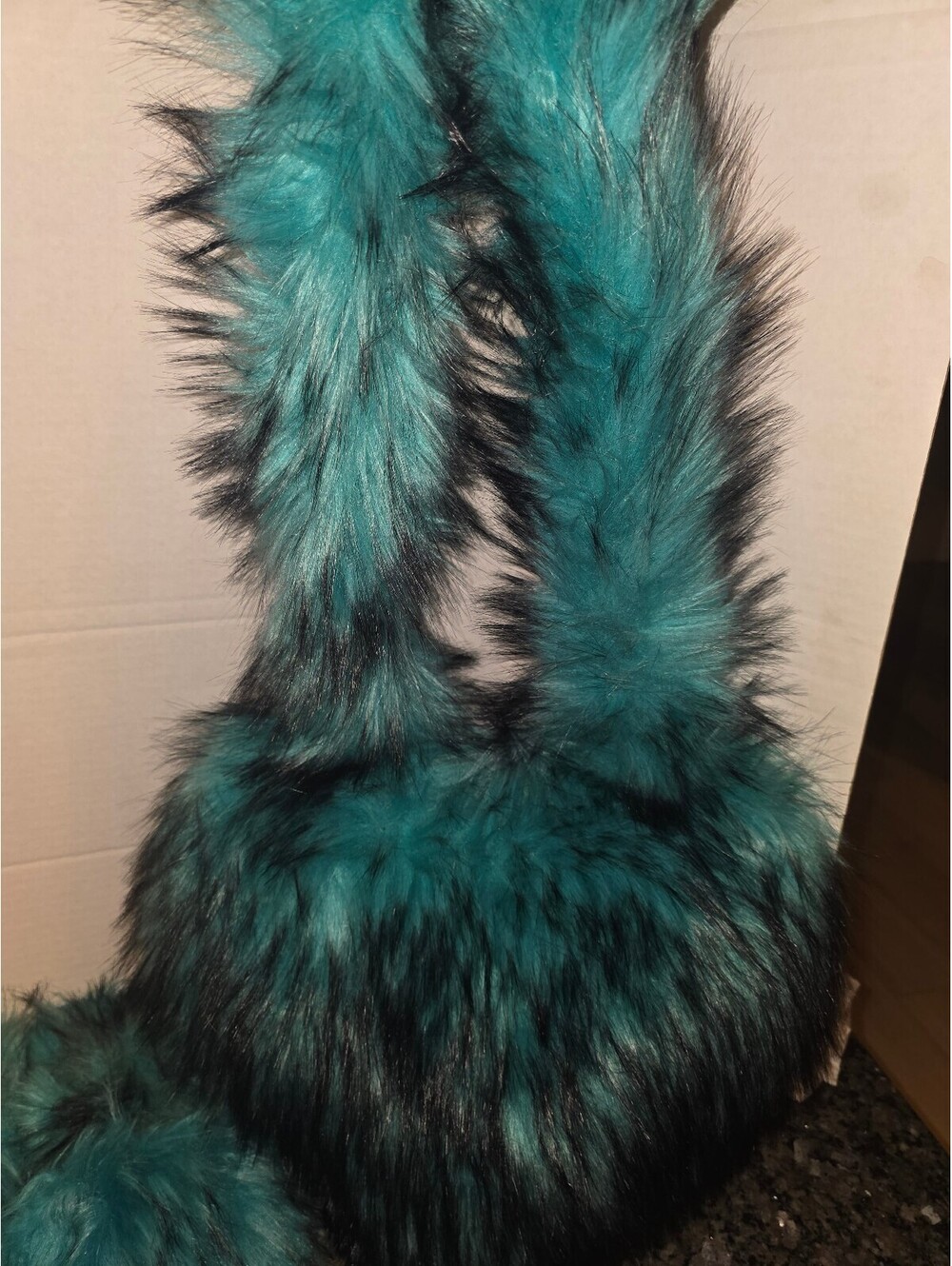 Oversized Furry Turquoise and Black Heart Purse & Matching Hard Bottom Slides 10